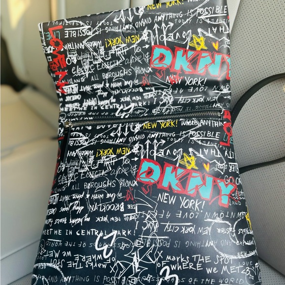 DKNY Black and Red Graffiti Backpack - Picture 4 of 6